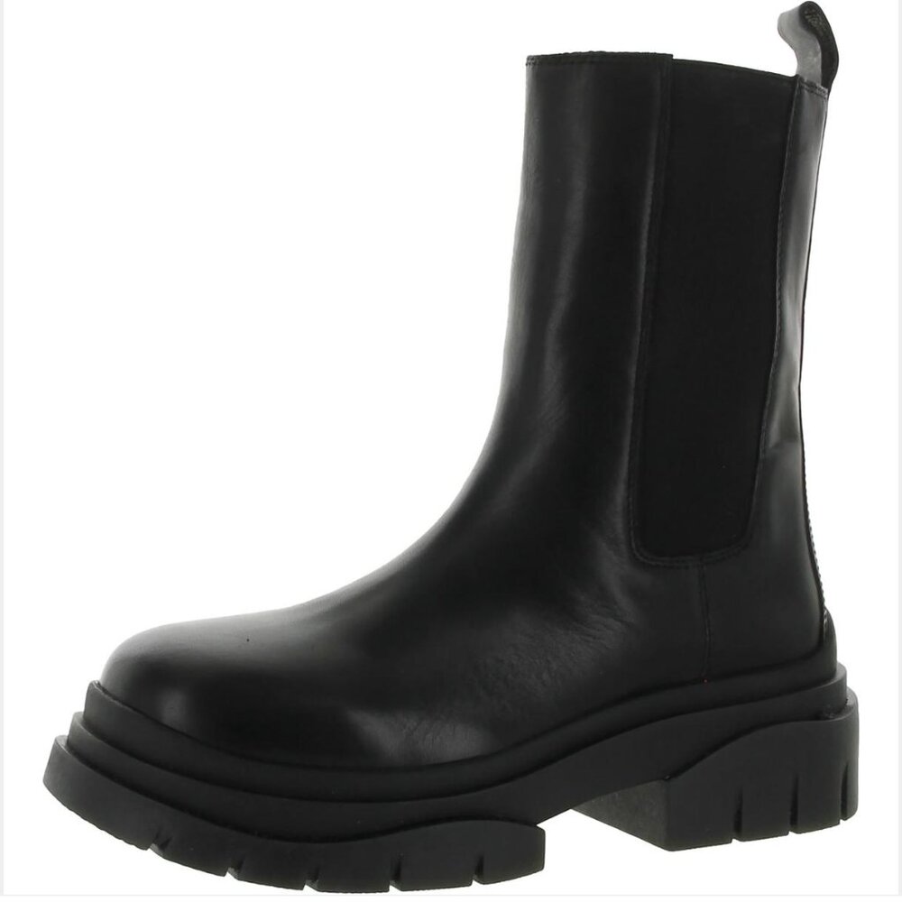 Ash AS-STORM Leather Black Heeled Mid Calf Chelsea Boots - 39